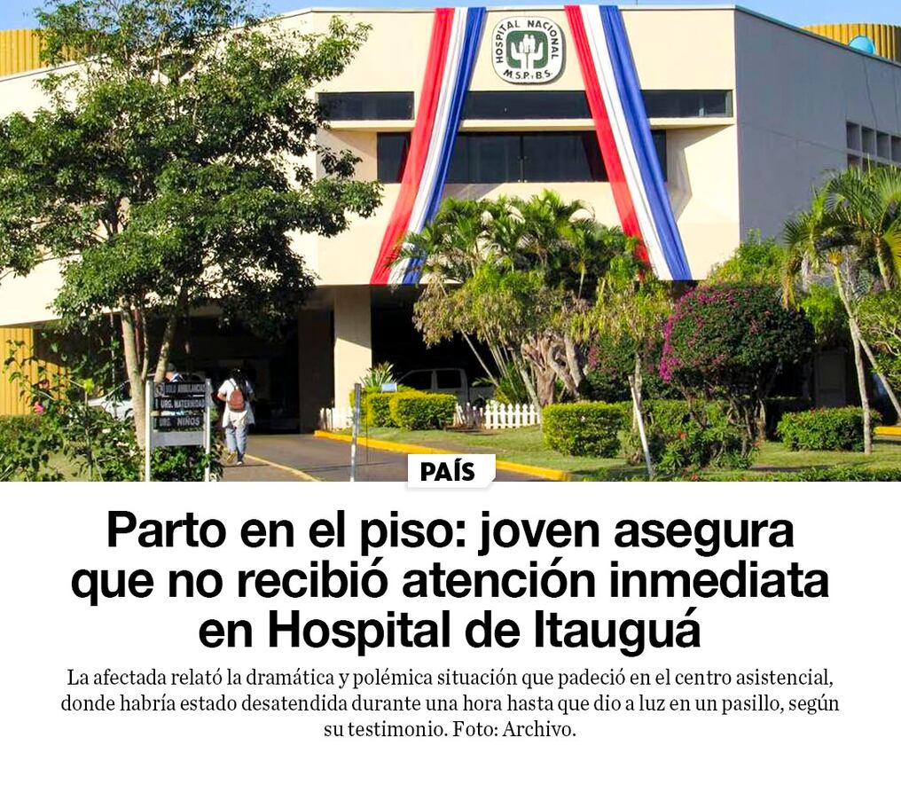 Parto en el piso: joven asegura que no recibió atención inmediata en Hospital de Itauguá
