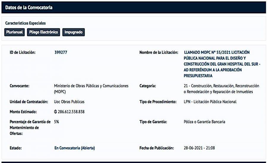 Licitación de G. 286.000 millones con muchas dudas y MOPC no aclara.