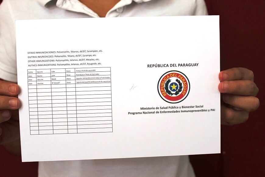 En Brasil y otros países endémicos de fiebre amarilla solicitan el certificado internacional de vacunación como documentación obligatoria al momento de viajar. Foto: Gentileza.