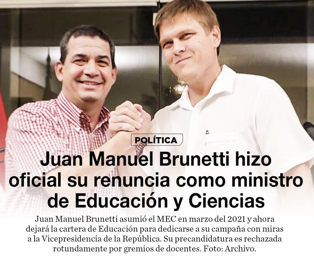 Juan Manuel Brunetti hizo oficial su renuncia como ministro de Educación y Ciencias 