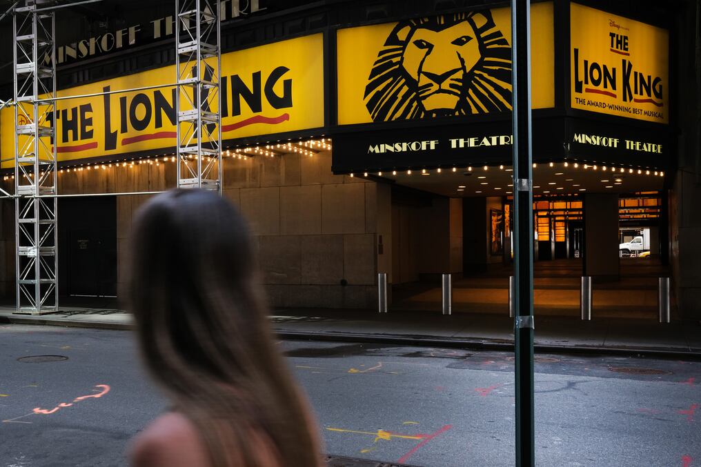 NEW YORK, NEW YORK - JUNE 30: Broadway theaters stand closed along an empty street in the theater district on June 30, 2020 in New York City. The Broadway League, a trade organization representing producers and theater owners, announced on Monday that performances in New York City will be suspended through the remainder of 2020 due to the coronavirus outbreak. Broadway shows are one of New York Citys largest tourist attractions brining in an estimated $1.75 billion in ticket sales last year alone.   Spencer Platt/Getty Images/AFP