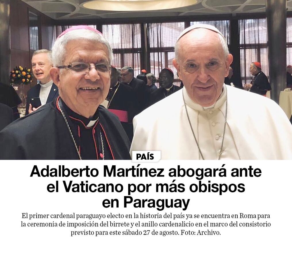 Adalberto Martínez abogará ante el Vaticano por más obispos en Paraguay