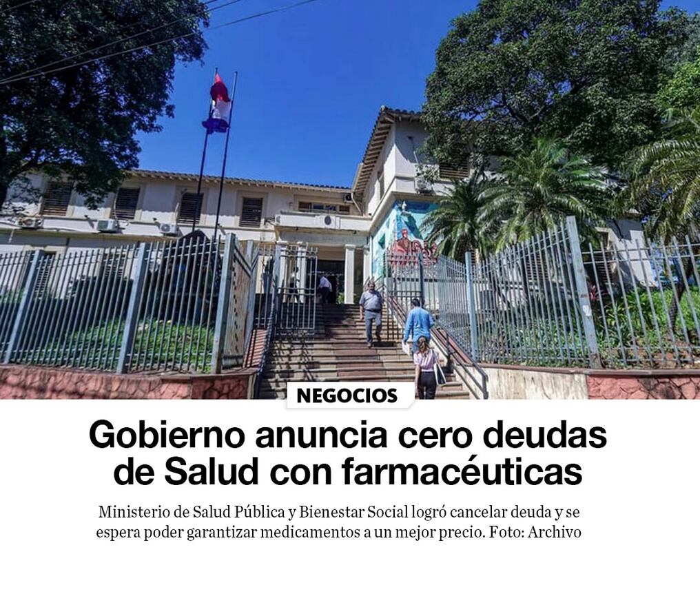 Gobierno anuncia cero deudas de Salud con farmacéuticas