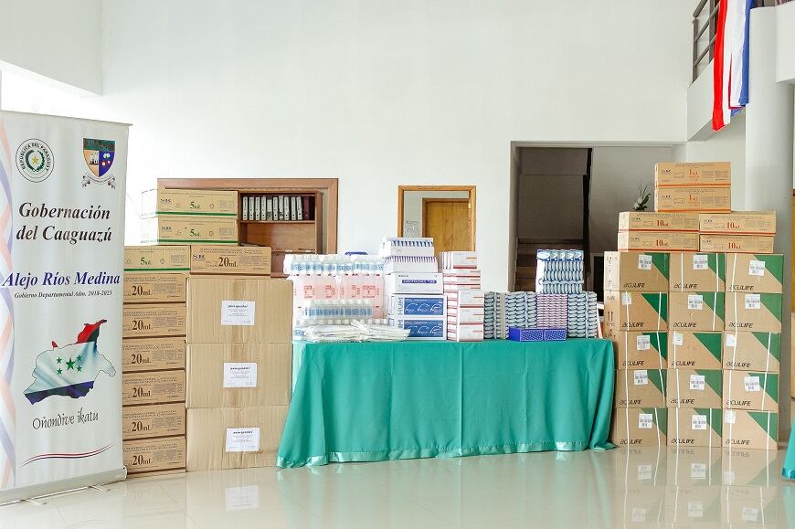 Los insumos y medicamentos fueron entregados por la Gobernación departamental. Foto: Gentileza.
