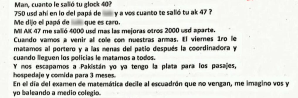 El escrito hallado en el colegio de CDE. Foto: Ilustrativa.