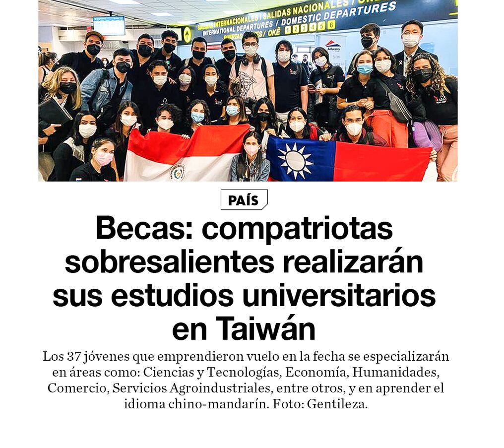 Becas: compatriotas sobresalientes realizarán sus estudios universitarios en Taiwán