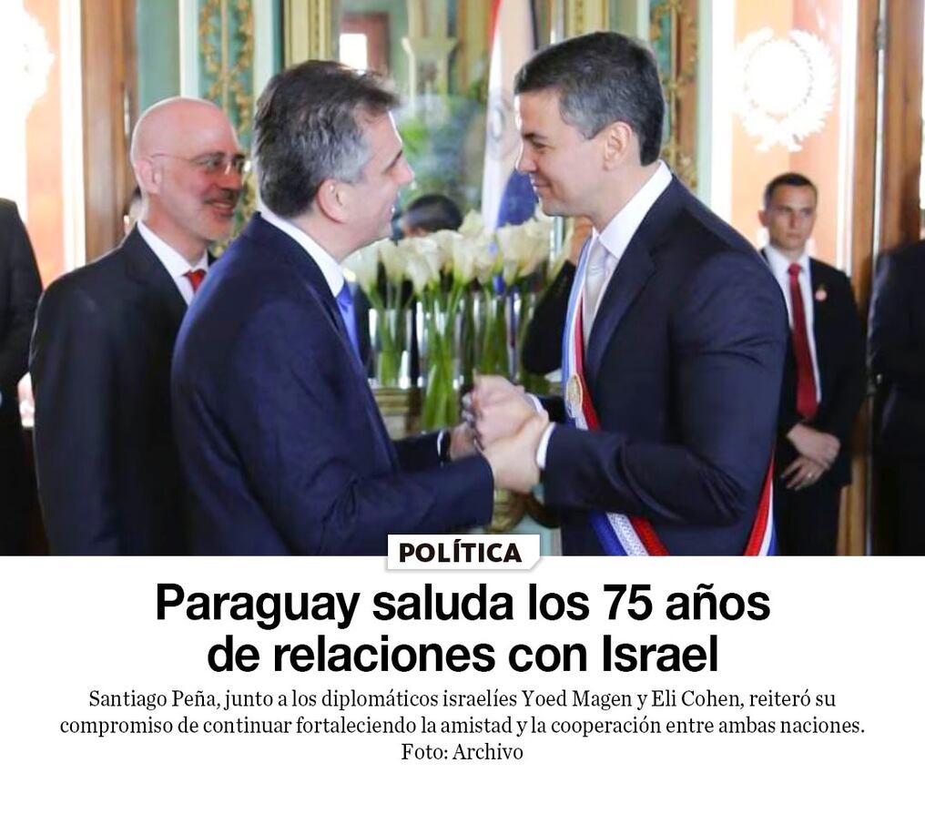 Paraguay saluda los 75 años de relaciones con Israel