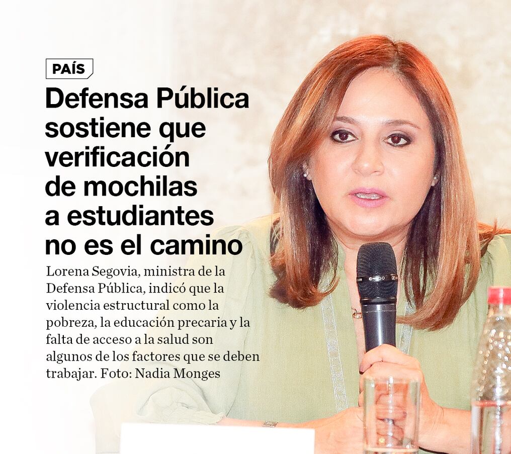 Defensa Pública sostiene que verificación de mochilas a estudiantes no es el camino