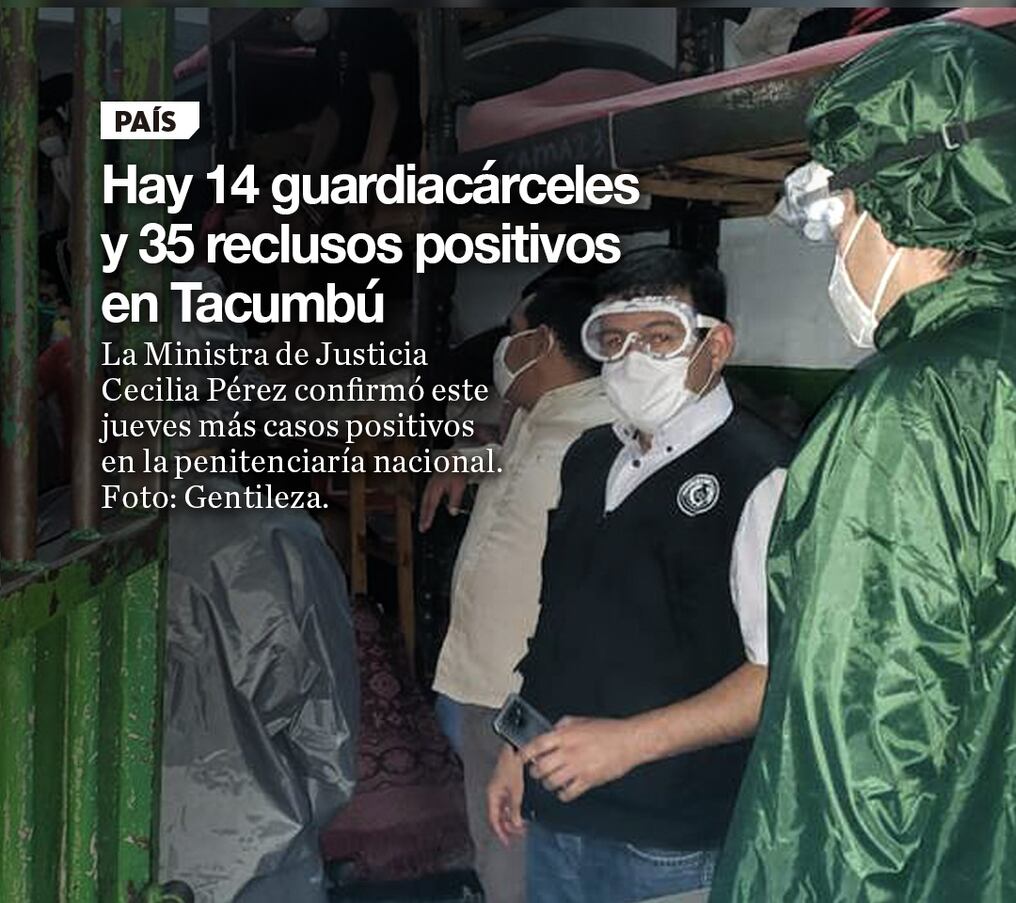 Hay 14 guardiacárceles y 35 internos positivos en Tacumbú