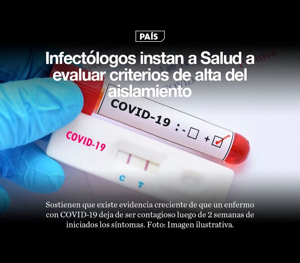 Infectólogos instan a Salud a evaluar criterios de alta del aislamiento