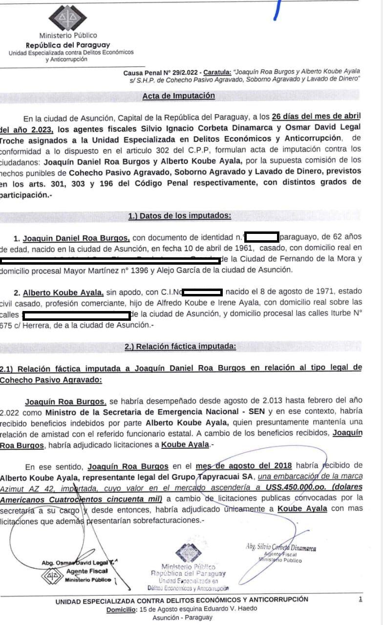 Solicitaron la prisión preventiva ante el peligro de fuga del exministro de la SEN Joaquín Roa. Foto: Gentileza.