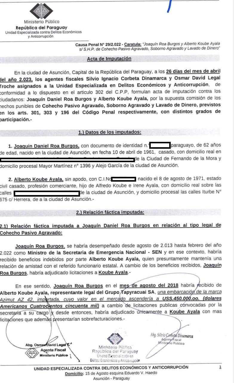 Solicitaron la prisión preventiva ante el peligro de fuga del exministro de la SEN Joaquín Roa. Foto: Gentileza.