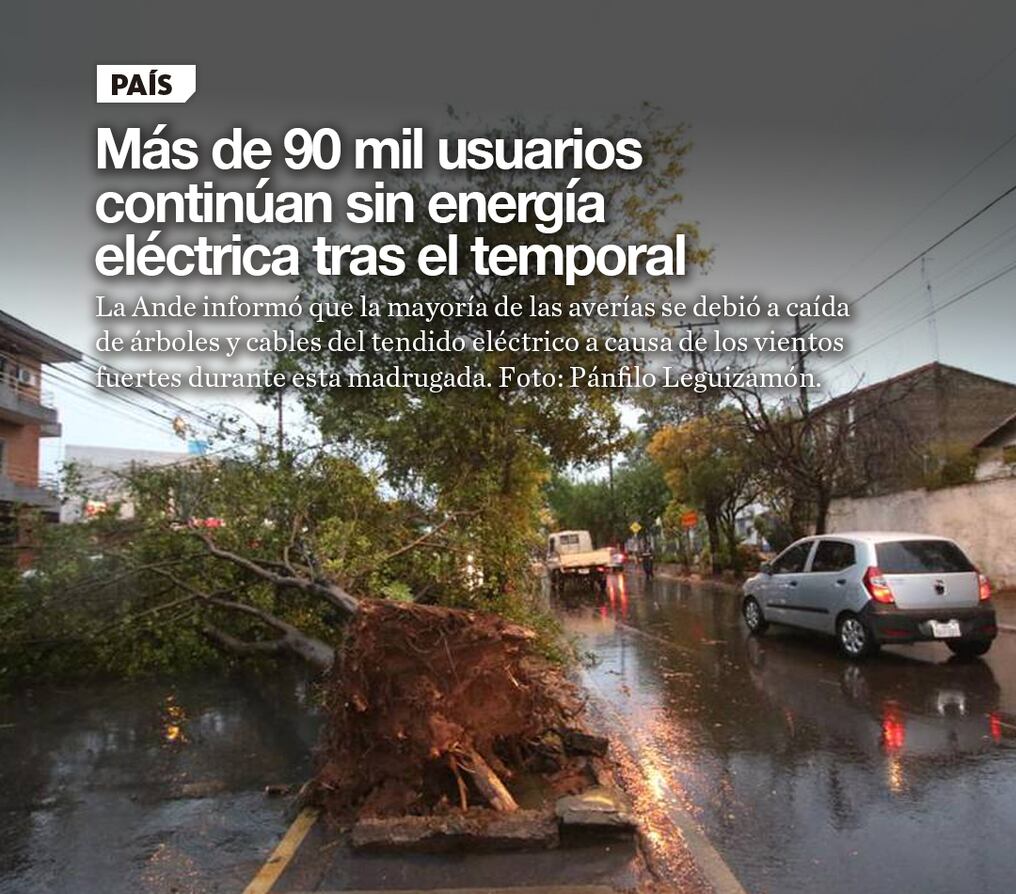 Más de 90 mil usuarios continúan sin energía eléctrica tras el temporal