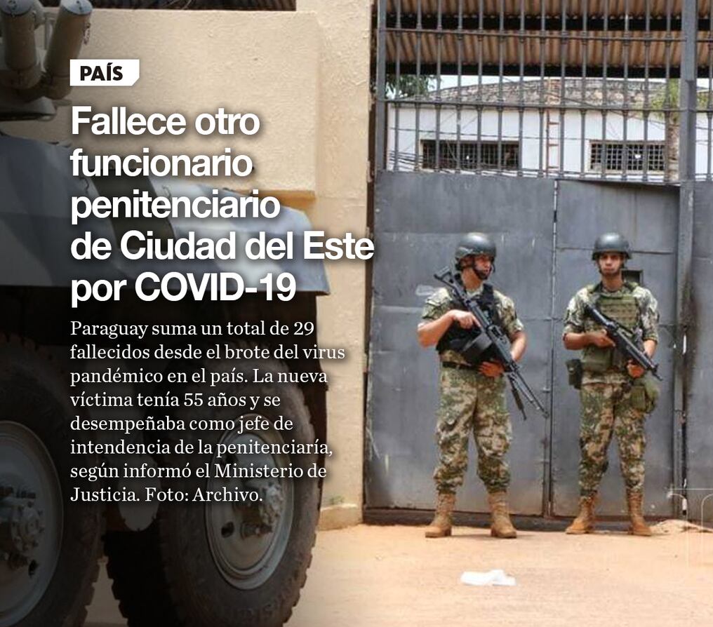 Fallece otro funcionario penitenciario de Ciudad del Este por COVID-19