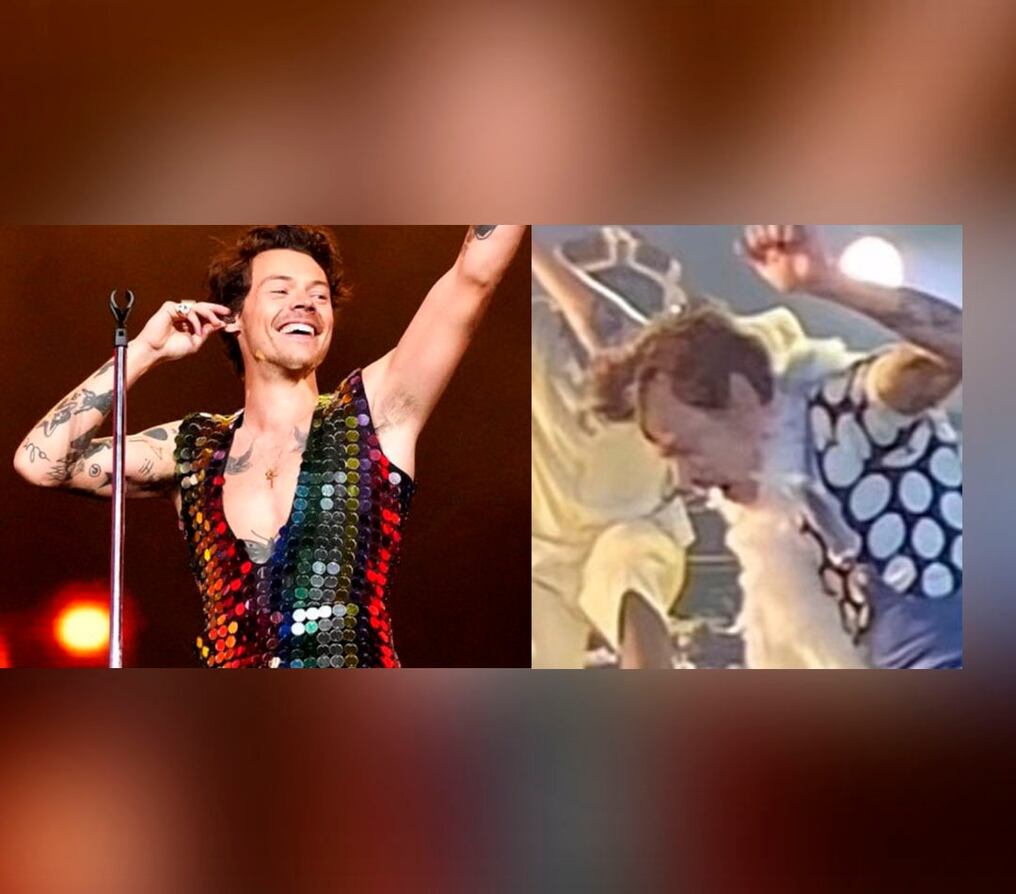 El cantante inglés, Harry Styles de 28 años, ha sido blanco de acusaciones por utilizar supuestas “pelucas” en sus shows. Foto: Gentileza.