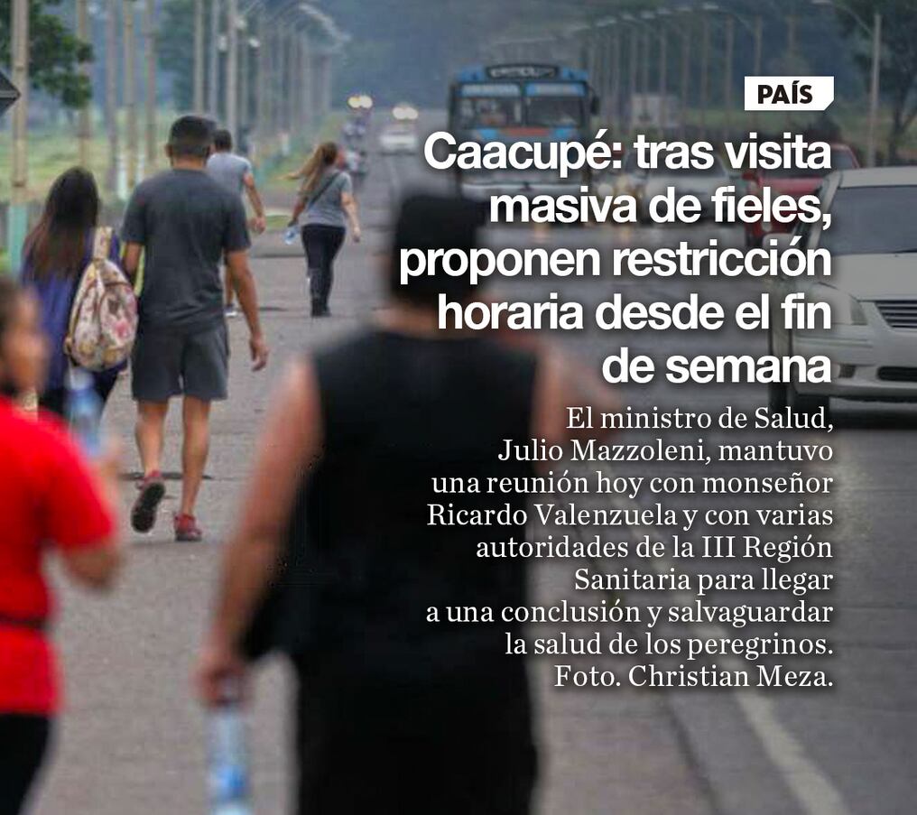 Caacupé: tras visita masiva de fieles, proponen restricción horaria desde el fin de semana