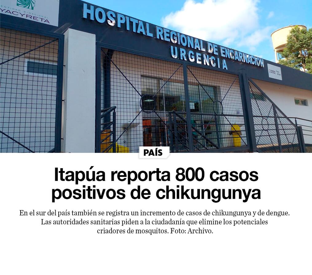 Itapúa reporta 800 casos positivos de chikungunya