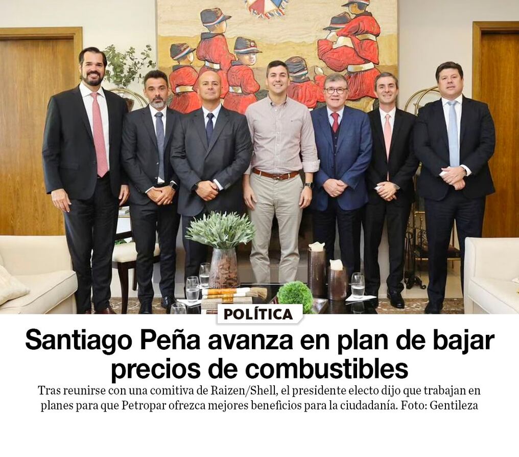 Santiago Peña avanza en plan de bajar precios de combustibles