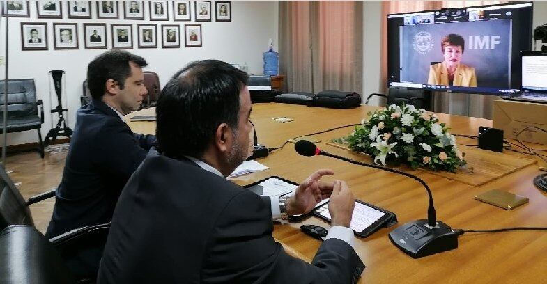 Óscar Llamosas y José Cantero mantuvieron una reunión virtual con Kristalina Georgieva. Foto: Gentileza.