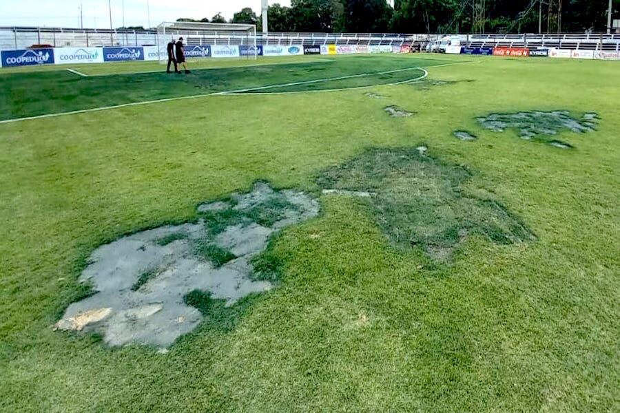 Así estaba el jueves el estadio de Guaireña, que desató una serie de reacciones por el inusual cuidado de club de Primera.FOTO:@APF