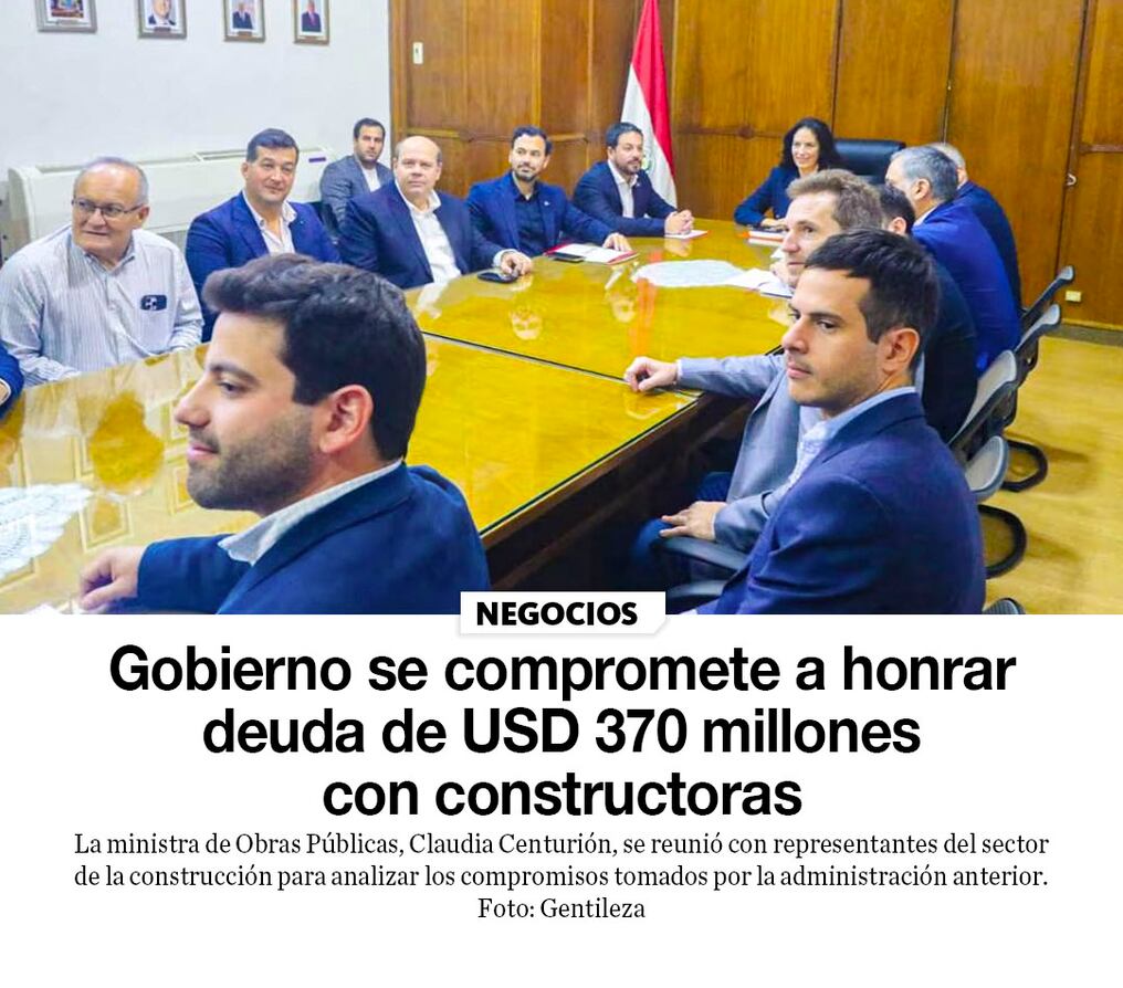 Gobierno se compromete a honrar deuda de USD 370 millones con constructoras