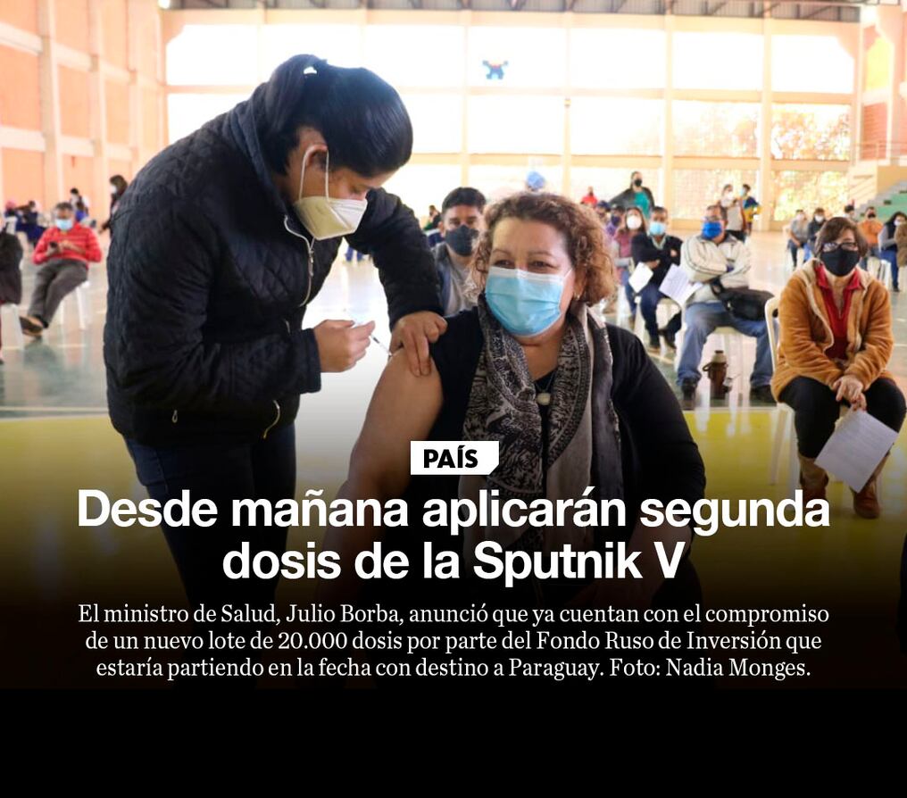 Desde mañana aplicarán segunda dosis de la Sputnik V