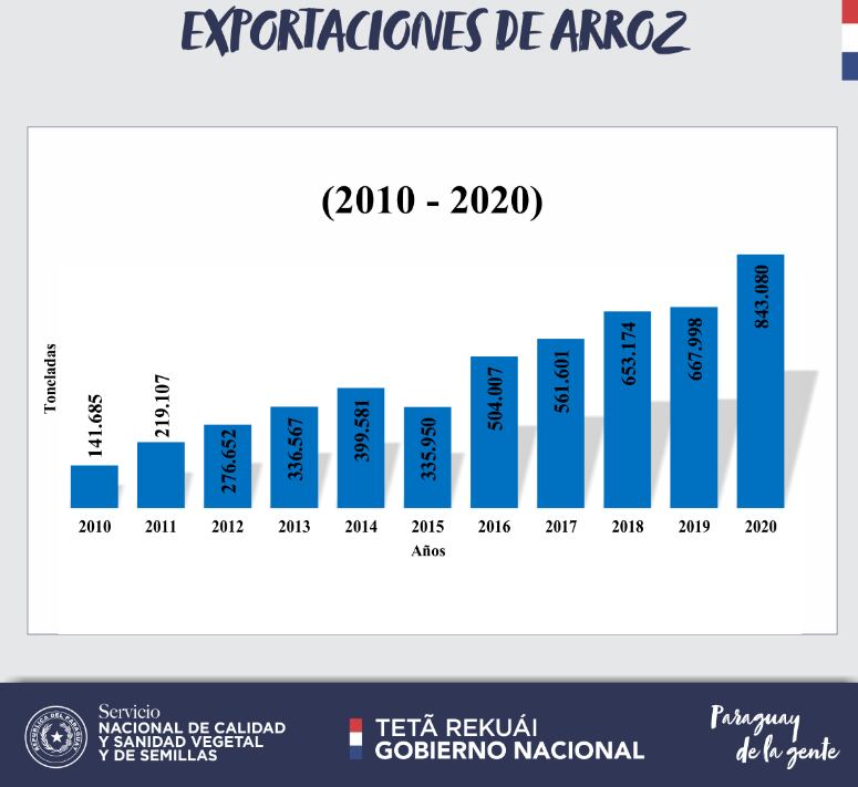 En los últimos diez años se registró un aumento sostenido de los volúmenes enviados al exterior, lo que evidencia que el arroz se consolida como un rubro de exportación. Foto: Gentileza.
