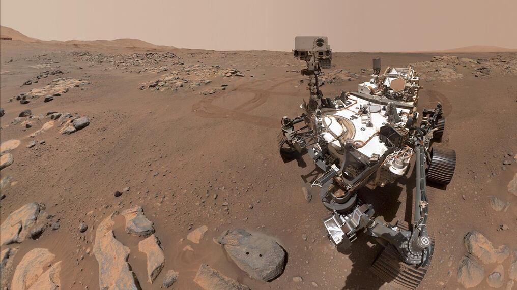 El rover Perseverance cumple su primer aniversario en el planeta rojo, a 54 millones de kilómetros de la Tierra. Foto: NASA.