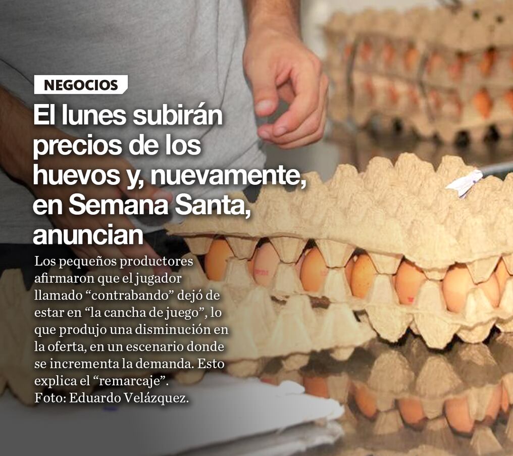 El lunes subirán precios de los huevos y, nuevamente, en Semana Santa, anuncian