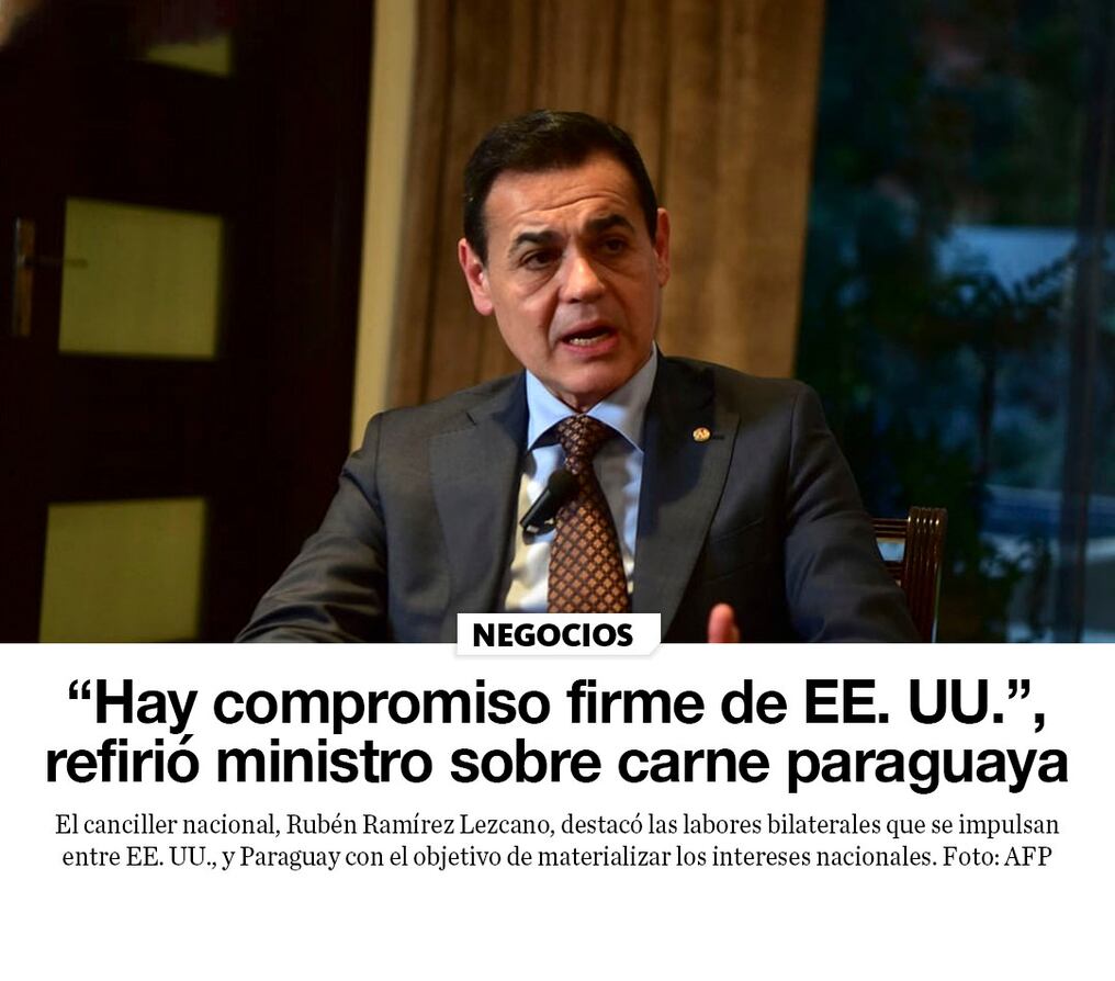 “Hay compromiso firme de EE. UU.”, refirió ministro sobre carne paraguaya