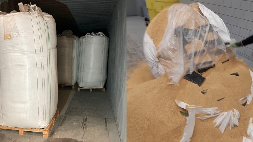 La carga de más de 4 toneladas de cocaína hallada en el puerto de Rotterdam, durante un control de la Aduana holandesa. Foto: Gentileza.