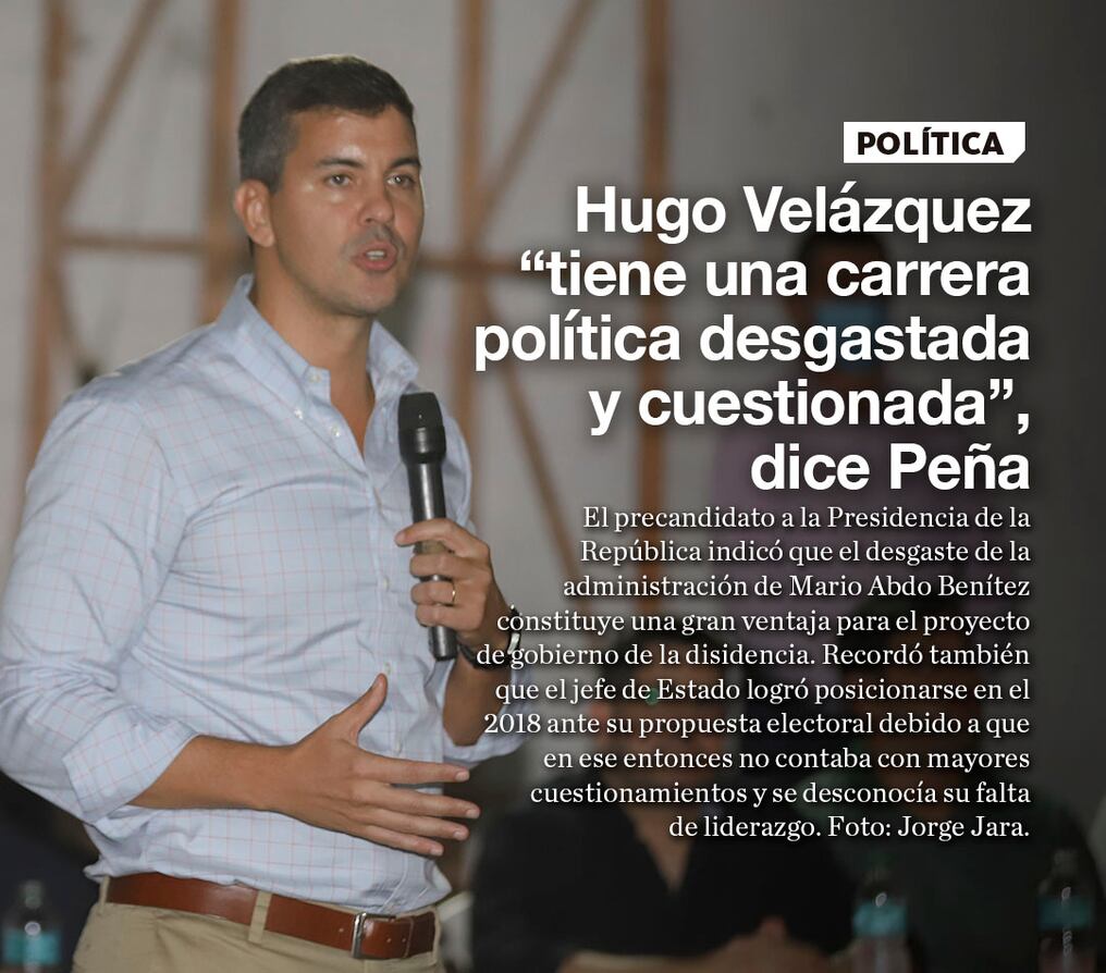 Hugo Velázquez “tiene una carrera política desgastada y cuestionada”, dice Peña