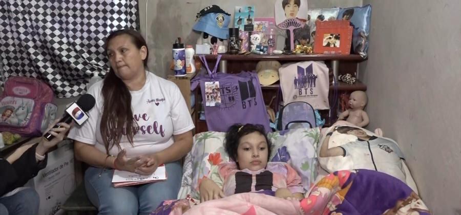 Desde hace dos meses Alejandra, de 12 años, está en cama por el daño en la médula; está siguiendo tratamiento en el Hospital de Clínicas. Foto: captura de pantalla.