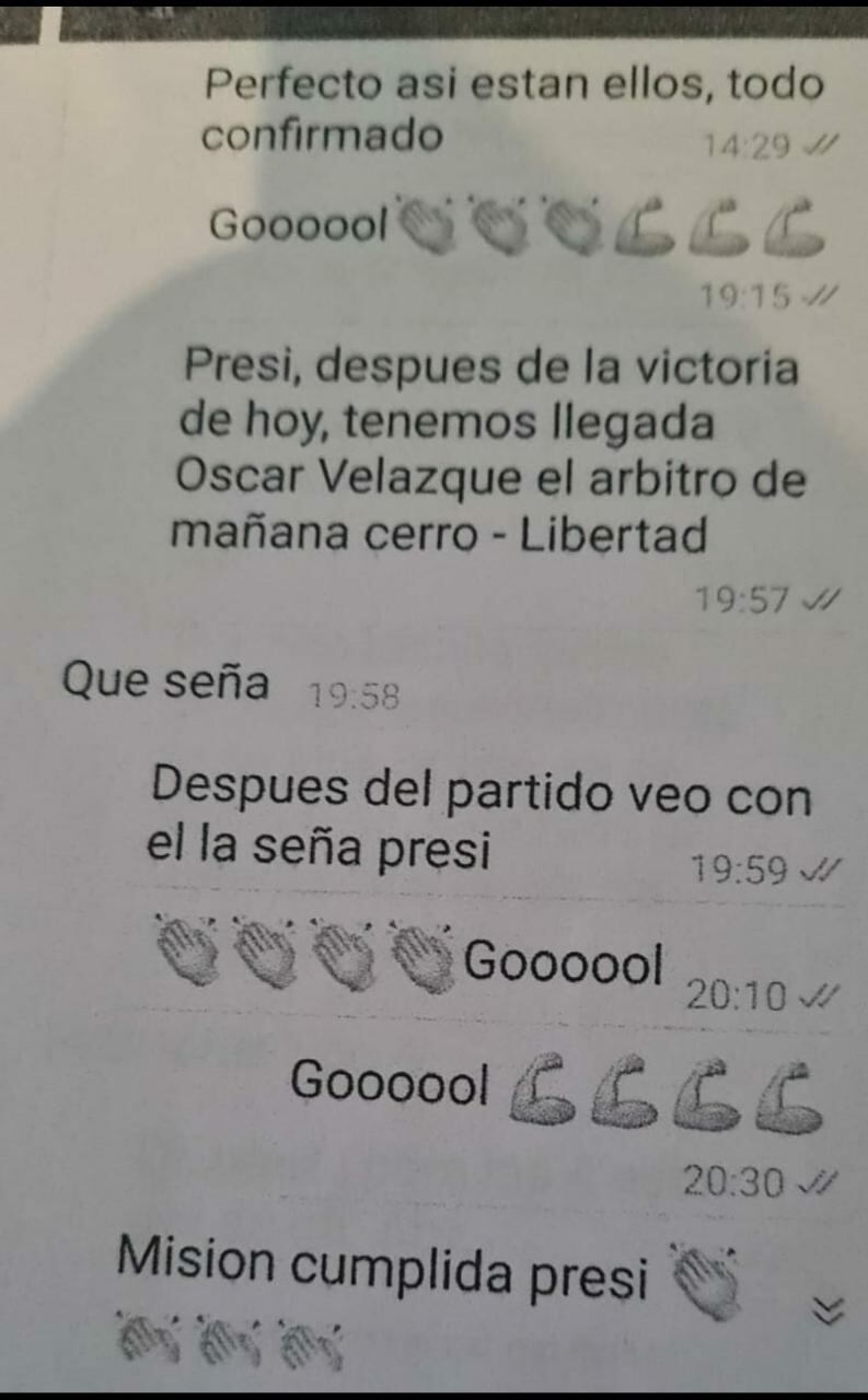 Uno de los supuestos chats filtrados. Foto: Gentileza.