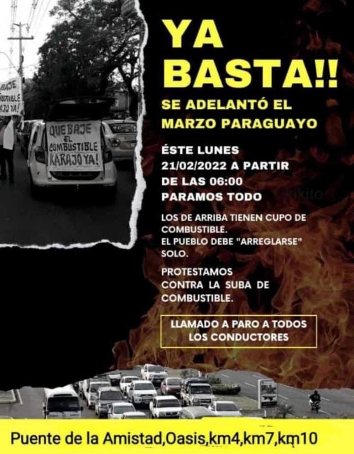 Flyer de convocatoria a la manifestación compartido por redes sociales. Foto: Gentileza.