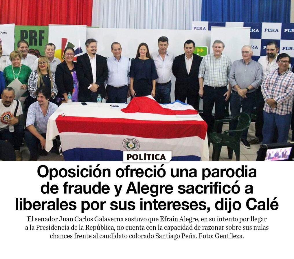 Oposición ofreció una parodia de fraude y Alegre sacrificó a liberales por sus intereses, dijo Calé 