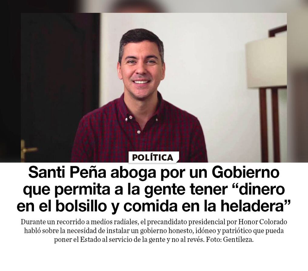Santi Peña aboga por un Gobierno que permita a la gente tener “dinero en el bolsillo y comida en la heladera”