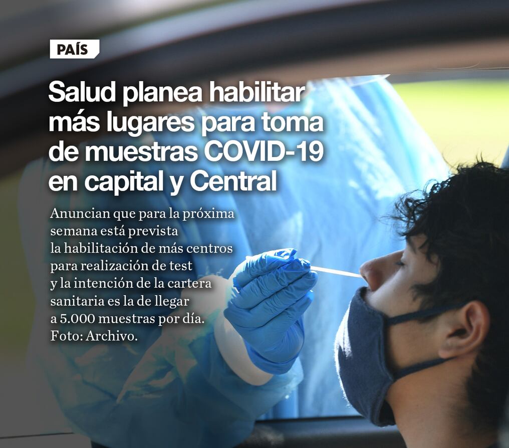 Salud planea habilitar más lugares para toma de muestras COVID-19 en capital y Central