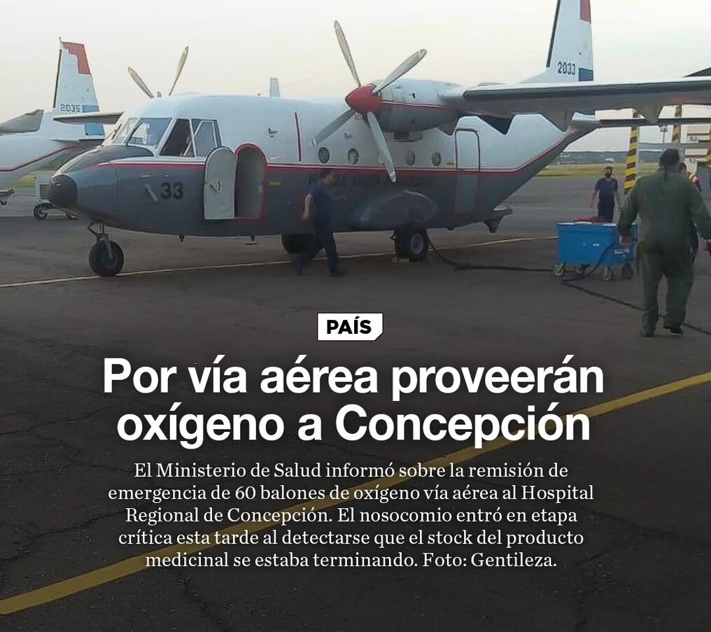 Por vía aérea proveerán oxígeno a Concepción