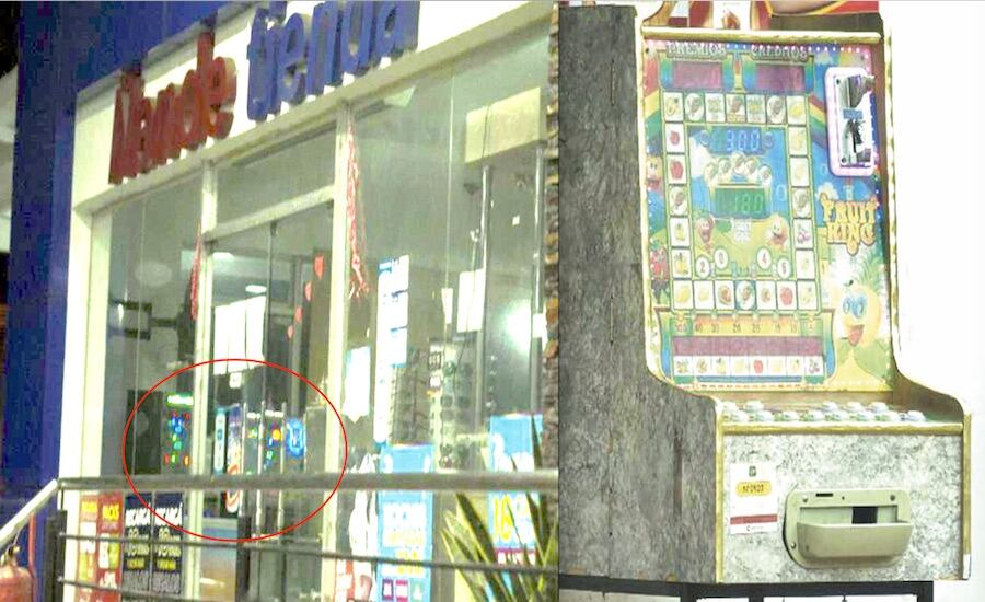 Máquinas tragamonedas en Ñande Tienda, estación de servicios con emblema Petropar.
