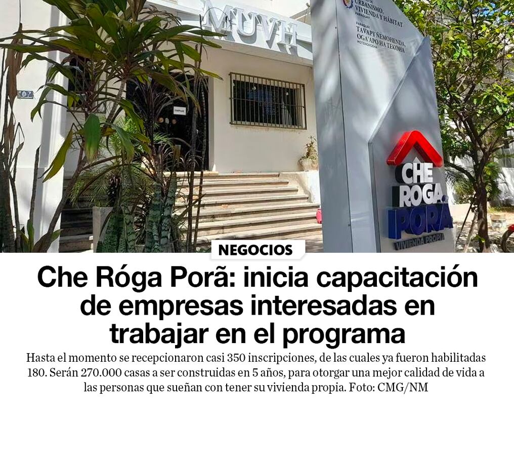 Che Róga Porã: inicia capacitación de empresas interesadas en trabajar en el programa