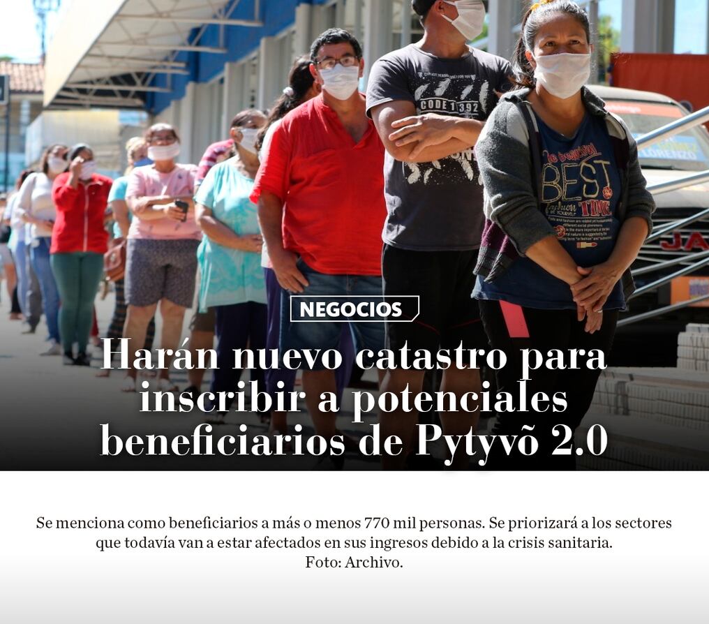 Harán nuevo catastro para inscribir a potenciales beneficiarios de Pytyvõ 2.0