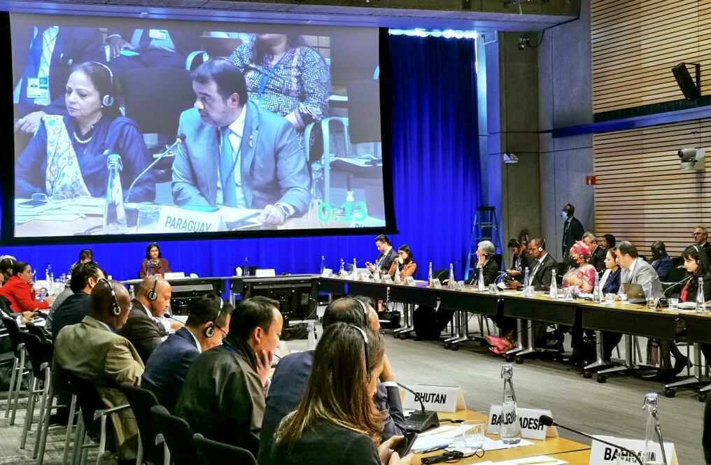 El ministro de Hacienda, Óscar Llamosas, fue panelista en la primera sesión del Cónclave Ministerial del Proyecto de Capital Humano en las reuniones anuales del BM y del FMI. Foto: Gentileza.