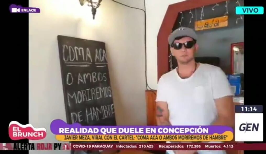 El joven trabajador de Concepción, cuyo cartel se volvió a viralizar hace unos días, habló acerca de la tremenda necesidad que tienen de trabajar en horario ampliado. Foto: Captura de pantalla.