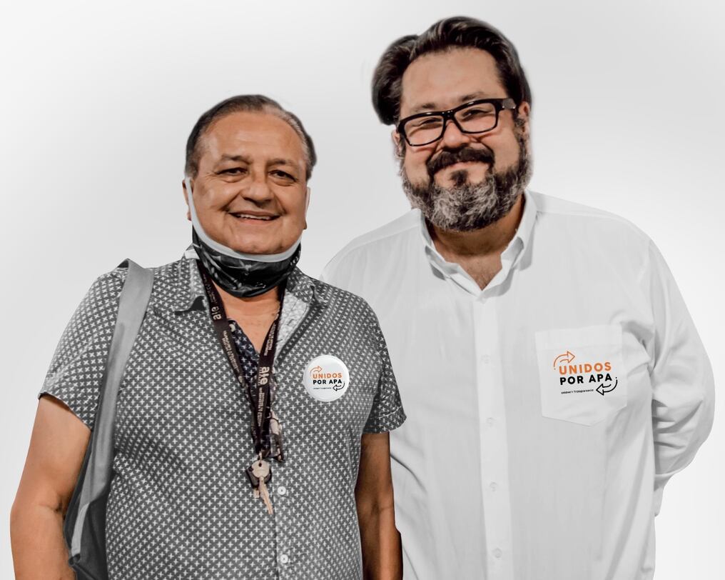Los músicos Walter “Papi” Basaldúa y Gustavo Luque se postulan para los cargos de presidente y vicepresidente de APA. Foto: Gentileza.