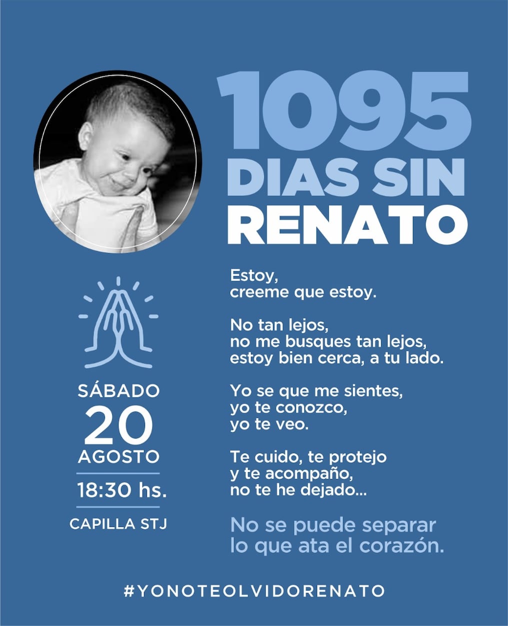 La memoria del pequeño y el reclamo de justicia se sostiene en redes a través de la cuenta @JusticiaRenato. Foto: Gentileza.