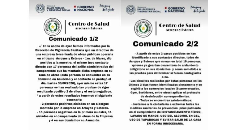 A través de un comunicado difundido en las últimas horas, el citado centro de salud confirmó que en la jornada de ayer recibieron la notificación por parte de la Dirección de Vigilancia Sanitaria del MSPBS sobre un caso positivo de coronavirus. Foto: Gentileza.
