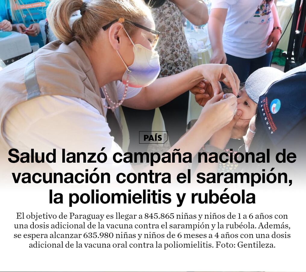 Salud lanzó campaña nacional de vacunación contra el sarampión, la poliomielitis y rubéola