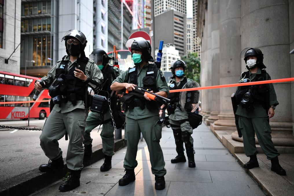 La policía mencionó el riesgo de violencia y alegó que la movilización puede “plantear un serio riesgo para la salud pública” debido a la epidemia del COVID-19. Foto: AFP.