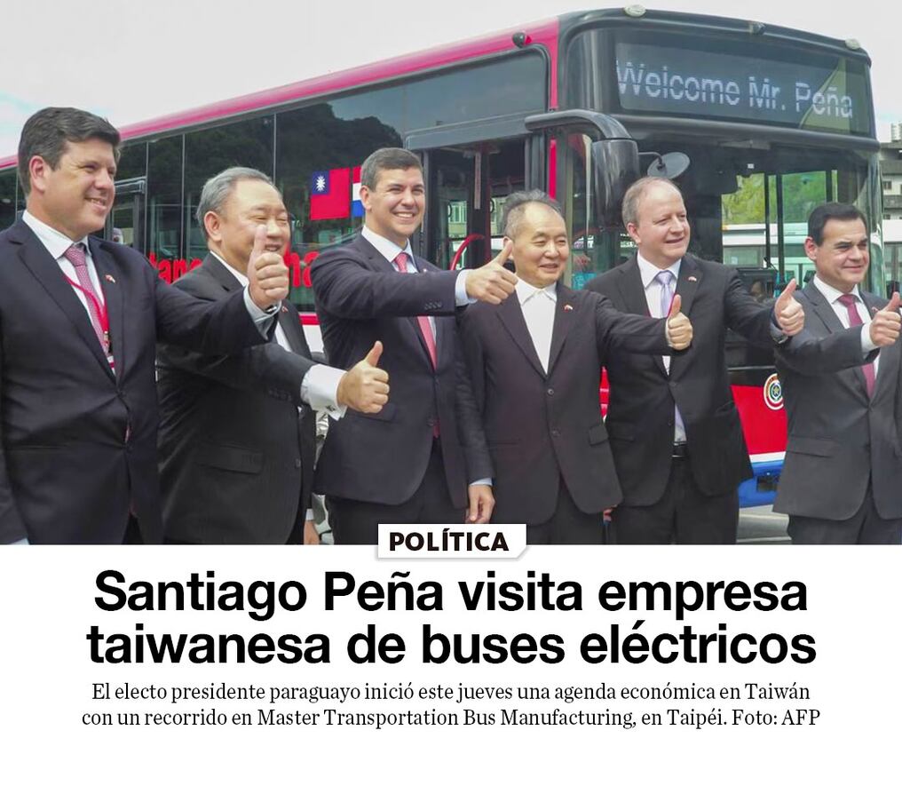 Santiago Peña visita empresa taiwanesa de buses eléctricos